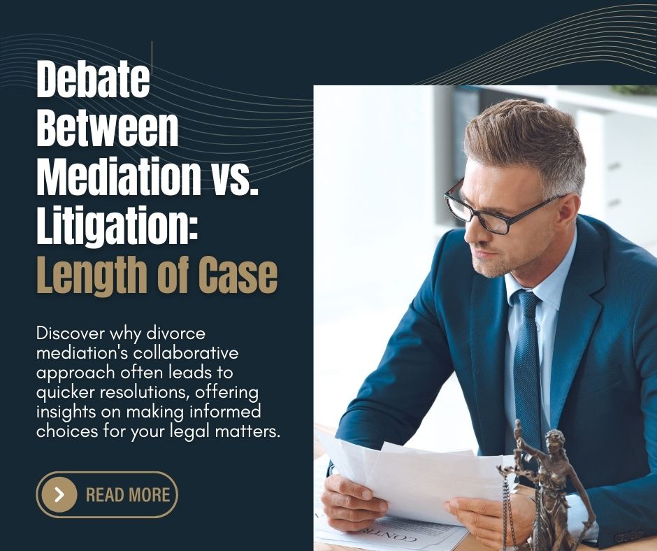 image-of-a-lawyer-with-the-blog-title-Debate-Between-Mediation-vs.-Litigation-Length-of-Case